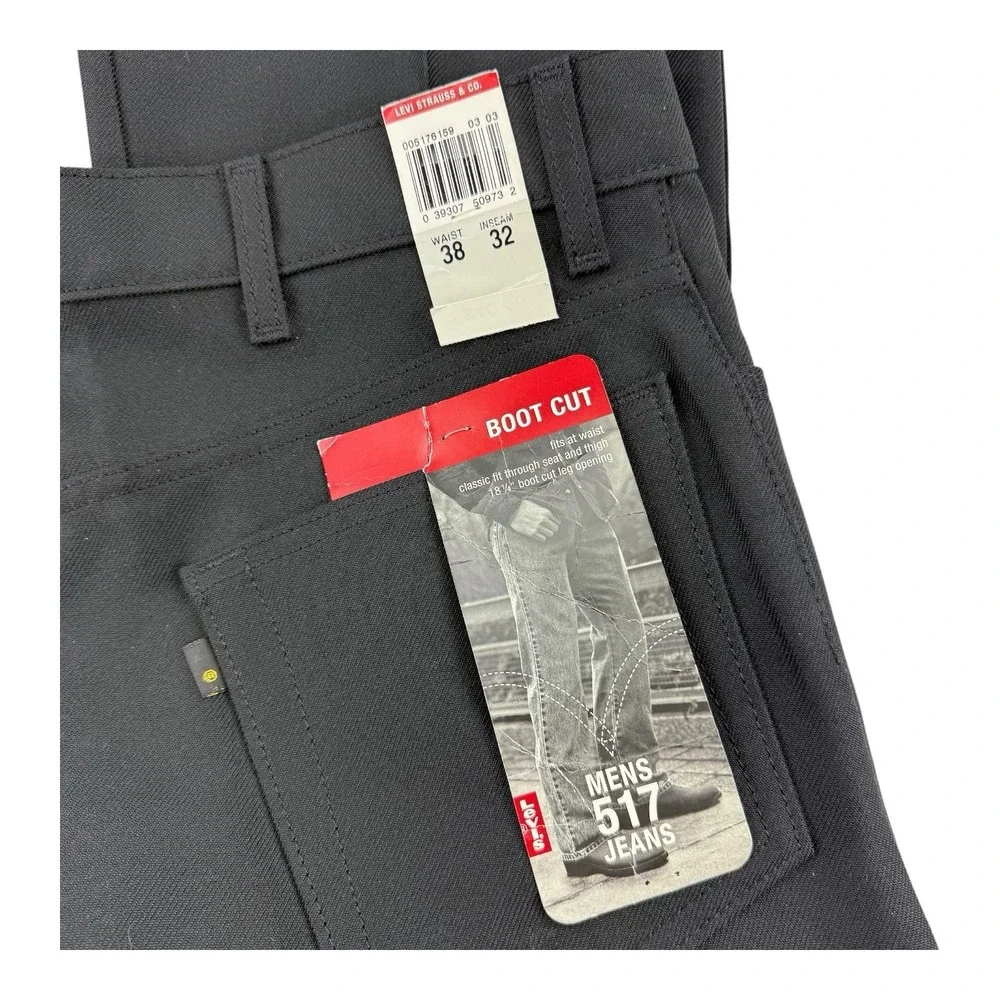 Levi's 517 Black Boot Cut Polyester Pants Men's Size‎ 38x32 NWT
